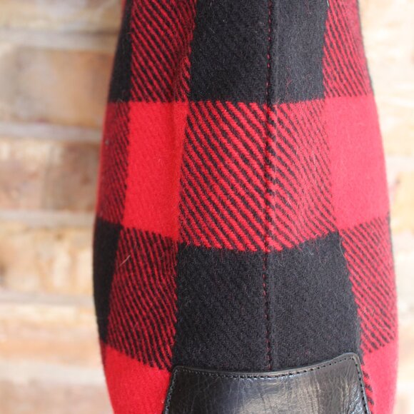 Pendleton 100% Wool / Leather Buffalo Plaid Tote Bag Shoulder Purse - Picture 8 of 15